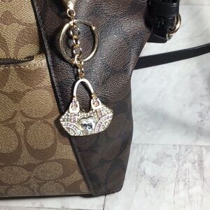 White Rhinestone Sparkle Purse Charm